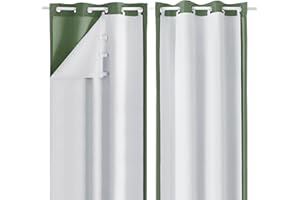 Aiyufeng 2 Panels 100% Blackout Curtain Liners with 14 Rings, Blackout Liners for Behind Curtains for 84 Inch Curtains, Total Blackout Curtain Liner 2 Panels Set for Bedroom, Each 40Wx80L