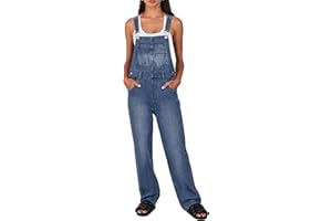 ANRABESS Overalls for Women Loose Fit Denim Overalls Adjustable Strap Jean Jumpsuit Bib Romper 2025 Fall Casual Work Outfits