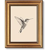 VIYYIEA Vintage Gold Framed Wall Art – Hummingbird Sketch Prints, 8x10 IN | Cute yet exquisite, Bathroom wall decor, High quality frame