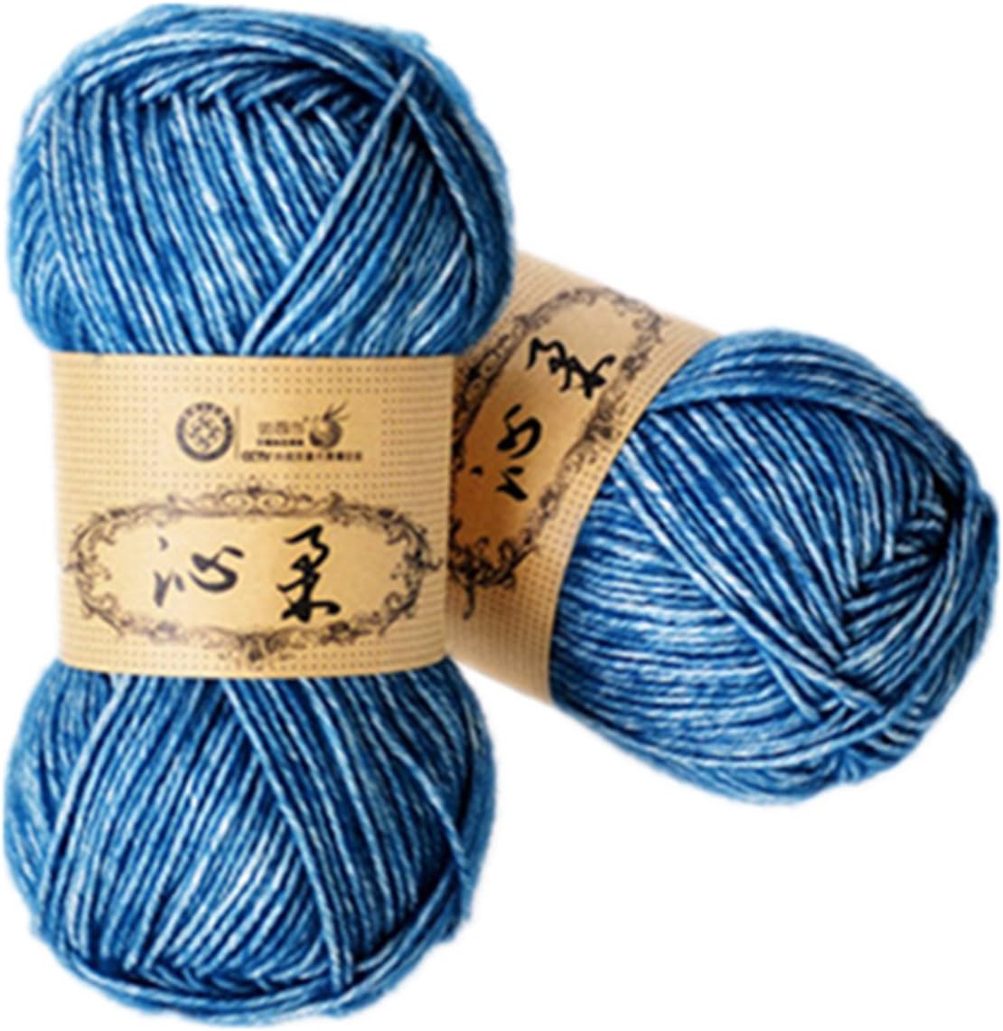 Celine lin 2 Skeins Hand Knitting Cotton Yarn Baby Thread Crochet Cotton Warm Baby DK Line,Blue and White