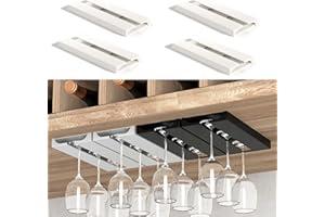 4 Pack Self Adhesive Wine Glass Rack,Wine Glass Rack, Punch-free Under Cabinet Stemware Wine Glass Holder Glasses Storage Han