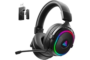 EKSA 2.4GHz Wireless Gaming Headset for PS5,PS4,PC,Switch,Mobile,Mac, Bluetooth Gaming Headphones with Detachable Microphone, RGB, 30ms Latency, 50H Battery, Stereo Sound Headset for Xbox