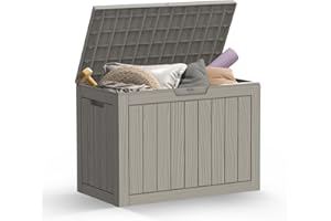 Mars Villa 45 Gallon Outdoor Storage Box, Resin Deck Box Waterproof, Storage Chest for Outside Patio Furniture Cushions, Pool Supplies, Garden Tools, UV Resistant and Weatherproof, Greige