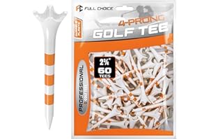 Full Choice Plastic Golf Tees 60 Pack (2-3/4") - Durable, Reduce Friction & Increase Distance, Golf Plastic Tees (White with Blue Strips