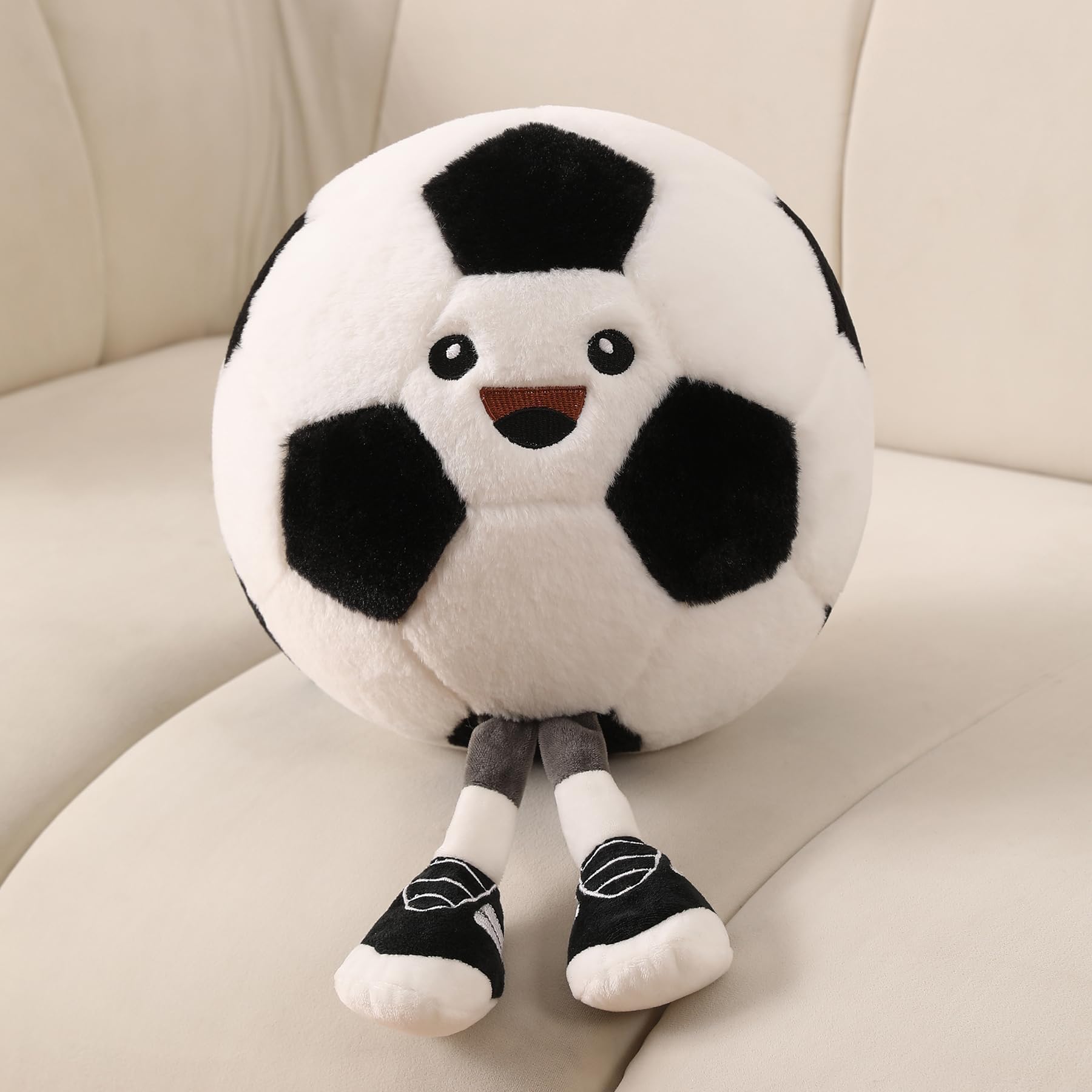 Funny Soccer Ball Pillow Plush with Legs - Cute Stuffed Animal PlushToy for Boys Girls, Soccer Throw Pillow for Room Decor, Couch, Bed or Easter Plush Decor Gifts (Soccer 11 Inch)