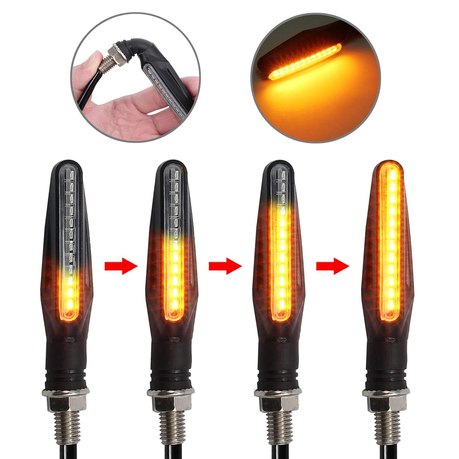 Indicators Automotive Justech 4PCS Motorcycle Indicators Flowing