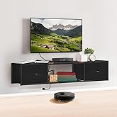 smusei Floating TV Stand with Drawers Wall Mounted TV Console Modern Floating TV Shelf Cabinet for Under TV Storage, Entertainment Center, Living Room, Bedroom, Guest Room, Black