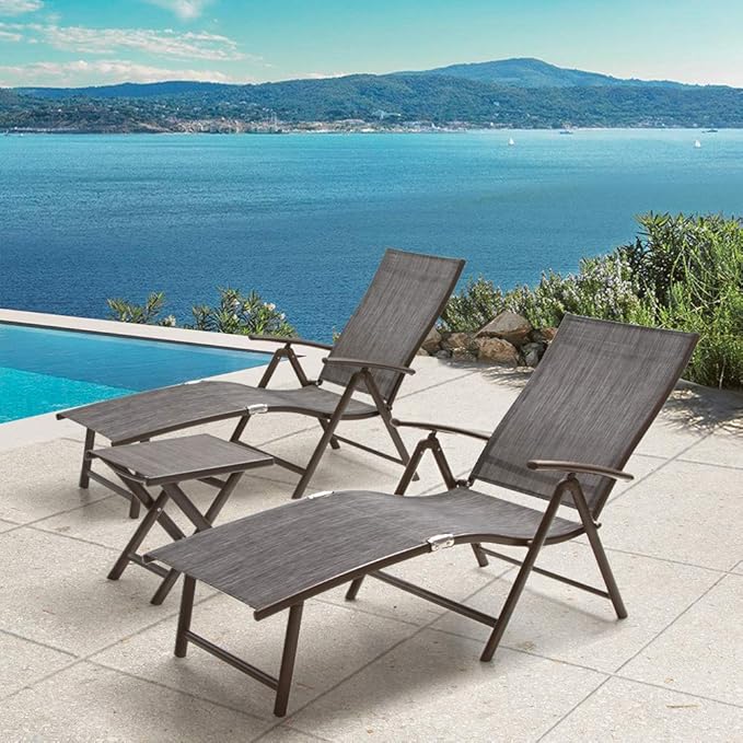 Crestlive Products Chaise Lounge Table Brown Small Patio Coffee Bistro Table For Outdoor Indoor Aluminum Square Side End Table Patio Furniture Accessories Tables