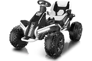 ANPABO 24V 4x4 Ride On Toy for Big Kids, 4x200W Motors, 5MPH, Kids Car w/Parent Remote, Wide Adjustable Seat, Headlights, Metal Frame, Shock Absorbers, 4 Wheeler Quad for Kids 3-12, White