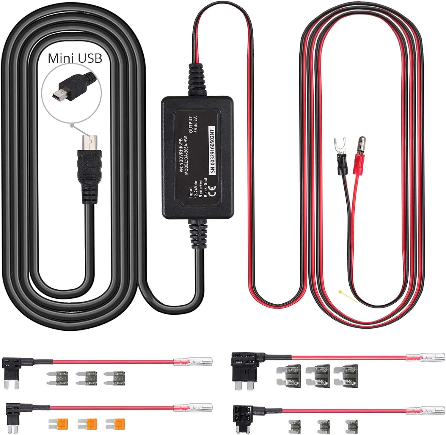 CAMWAY Hardwire Kit Dash Cam Hardwire Kit Mini USB 12V24V to 5V