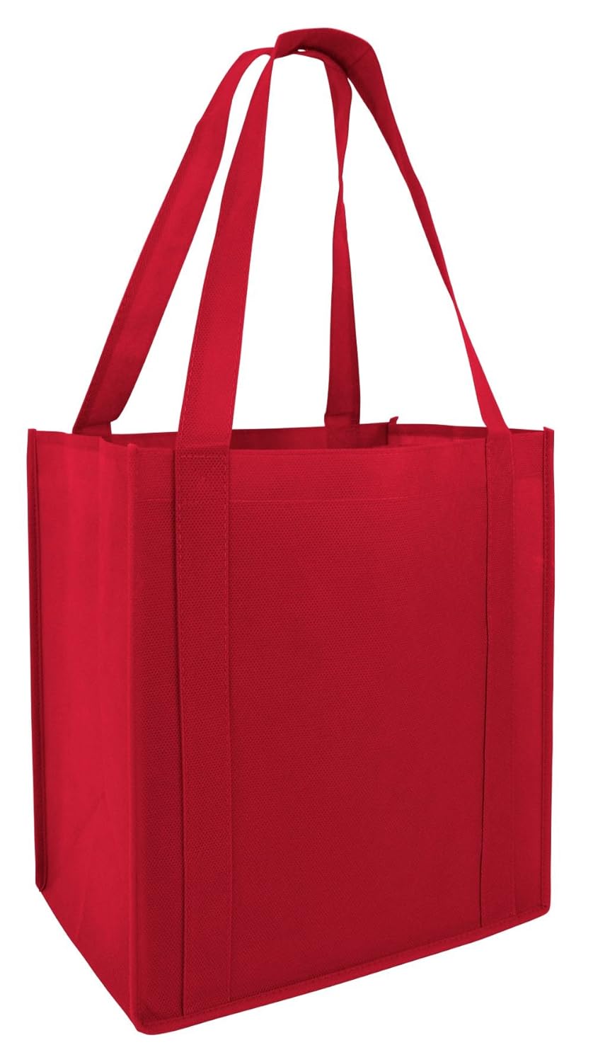 2020超人気 Set Of 25 Heavy Duty Grocery Shopping Tote Bag W Strong補強ハンドル レッド B0748v67dk レッド レッド Www Agighana Org