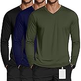 Velvelhall 3 Pack Men's Long Sleeve Underscrub Nurse V Neck Scrub Undershirts Fitted Base Layer Tees for Medical Uniforms