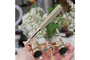 Yourelexit® Opera Glasses Binoculars Lorgnette Theater Optical Glasses Mini Compact Lightweight Built-in Foldable Adjustable Handle with Neck Chain Vintage Adults Kids Women in Musical Concert Cinema