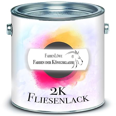 FARBENLÖWE 2-K Fliesenlack im SET für Fliesen inkl. Härter Fliesenlack GLÄNZEND Weiß Grau Cremeweiß Anthrazitgrau Lichtgrau S
