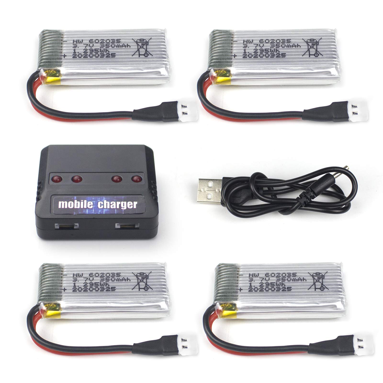 Cheerwing 4-in-1 Charger & 4pcs 3.7V 350mAh