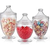 MOLIGOU Acrylic Apothecary Jars with Airtight Lid, Candy Jars for Candy Buffet, Decorative Bathroom Canisters, Set of 3