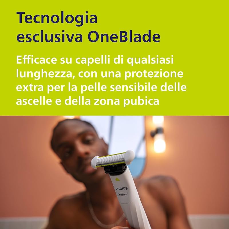 OneBlade Intimate, cura intima, rifinitura e rasatura con protezione extra della pelle, Rasatura precisa e confortevole - senza radere completamente a zero, modello QP1924/30