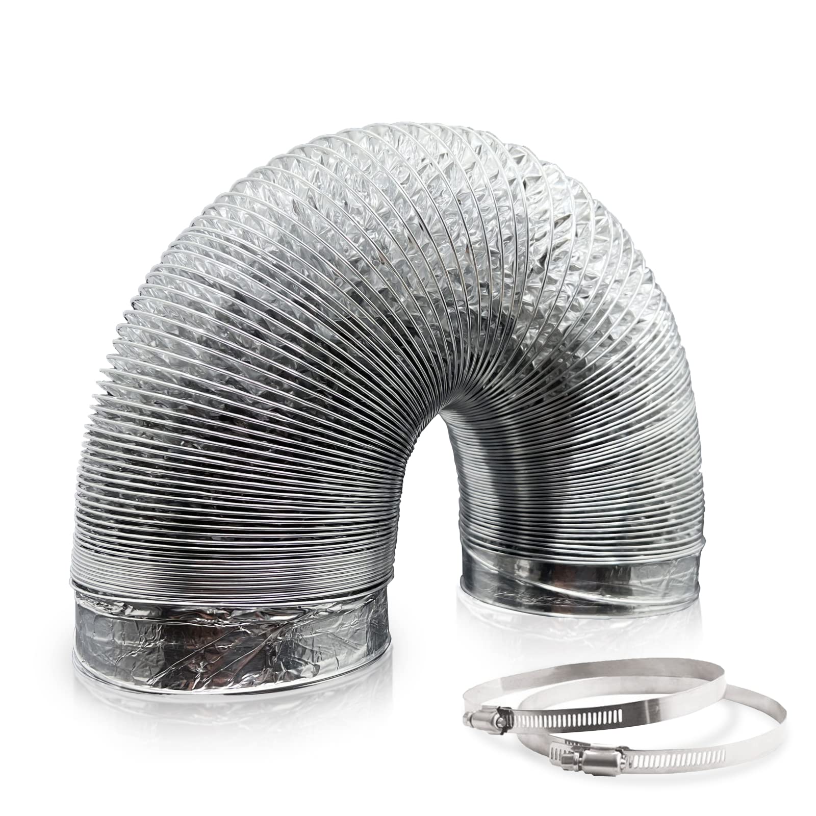 Aygrochy 150 mm Aluminium Ventilation Ducting, 5 Metres Aluminium Air Duct Flexible Hose for Extractor Hood, Pipe Fan…