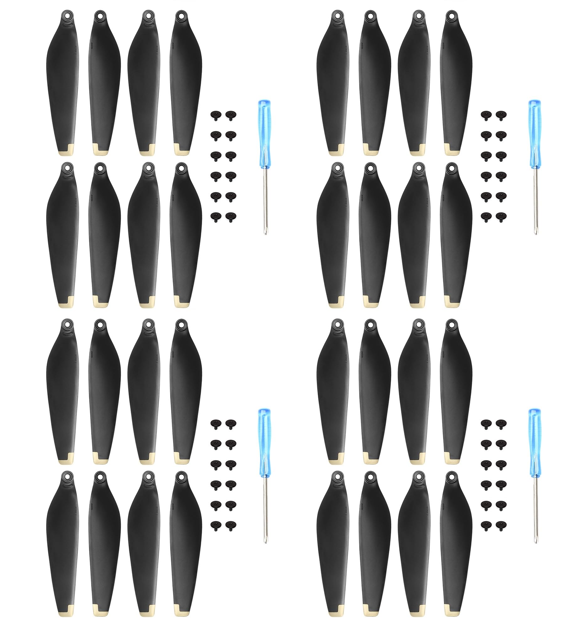 32x Propellers For DJI Mini 3 Pro Replacement Prop Blades Low Noise for DJI Mini 3 Pro/Mini pro 4 Drone Accessories Screws & Screwdrivers 32pcs Colour Tips (Gold)