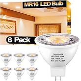 MR16 LED Bulb Warm White 2700K, Ivyemons 6 Pack MR16 12V 7W Equivalent 50W Halogen Long Lasting GU5.3 LED Bulb Non-Dimmable M
