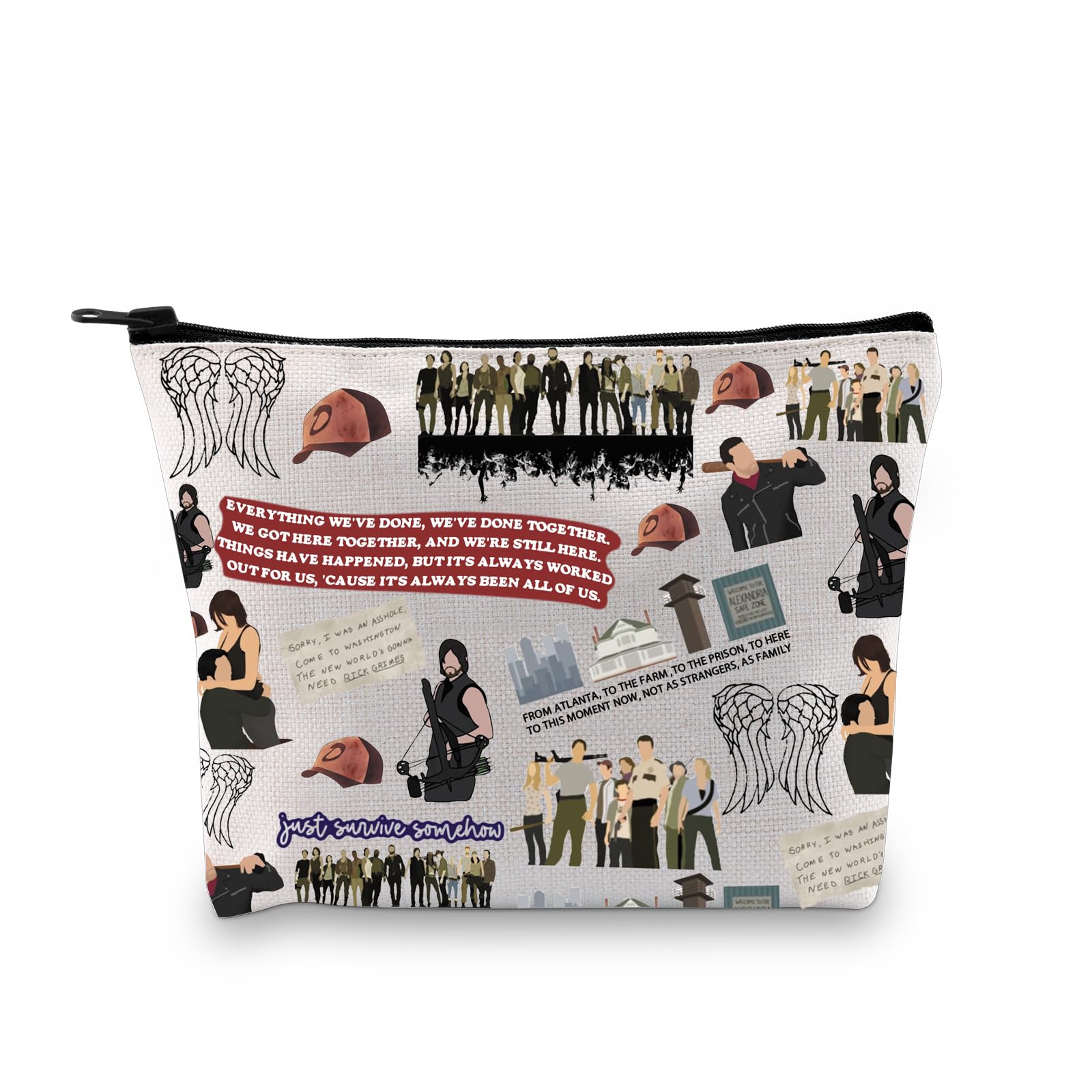 Walking-d Zombie TV Inspired Makeup Bag Zombie Daryl D Fan Gift TV Show Lover Zipper Pouch (Everything We've Done ku)