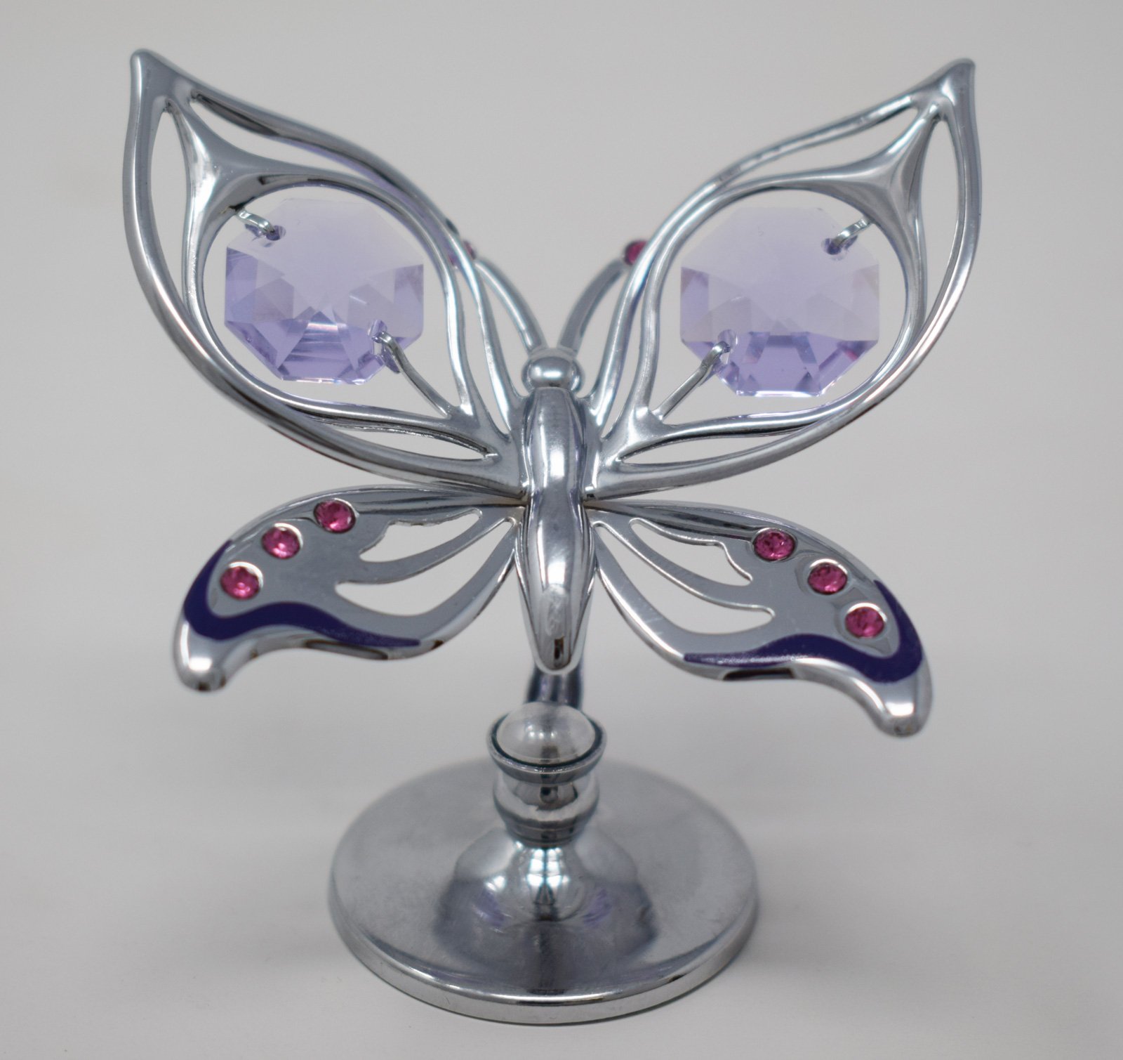 Crystocraft Chrome Plated Orchid Butterfly With Swarovski Crystal Elements Gift Ornament