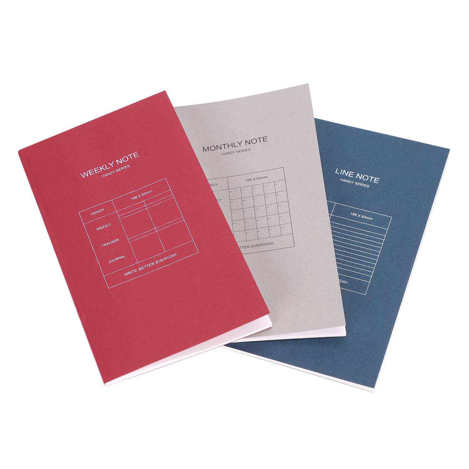 3Pack Daily Planner, Weekly Planner and Monthly Planner Undated Personal Organiser Personal Planner to-Do List Memo Pad Daily Diary Travel Journal Notebook Lined Ruled