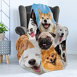 Ambesonne Dogs Throw Blanket, Funny Whimsical and