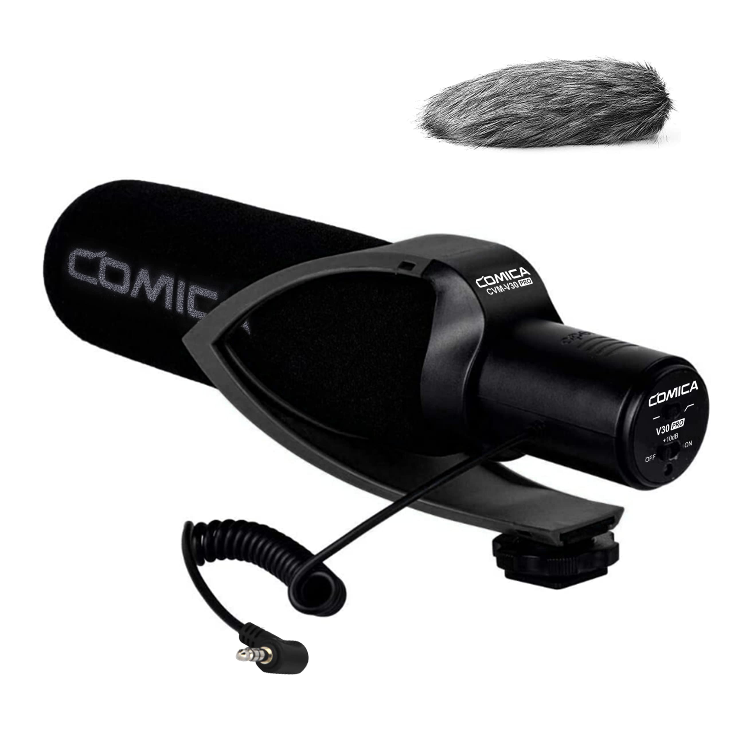 COMICA CVM-V30 Pro Camera Directional Condenser Microphone Shotgun Video Supercardioid Microphone for Canon Nikon Sony Panasonic DSLR Camera with 3.5 mm Jack (Black) — image 1