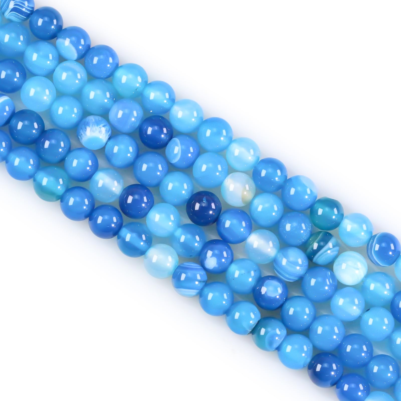 Ouubuuy 8mm Round Blue Stripe Agate Crystal Beads, 45pcs, Gemstone, Jewellery Making Beads — image 1