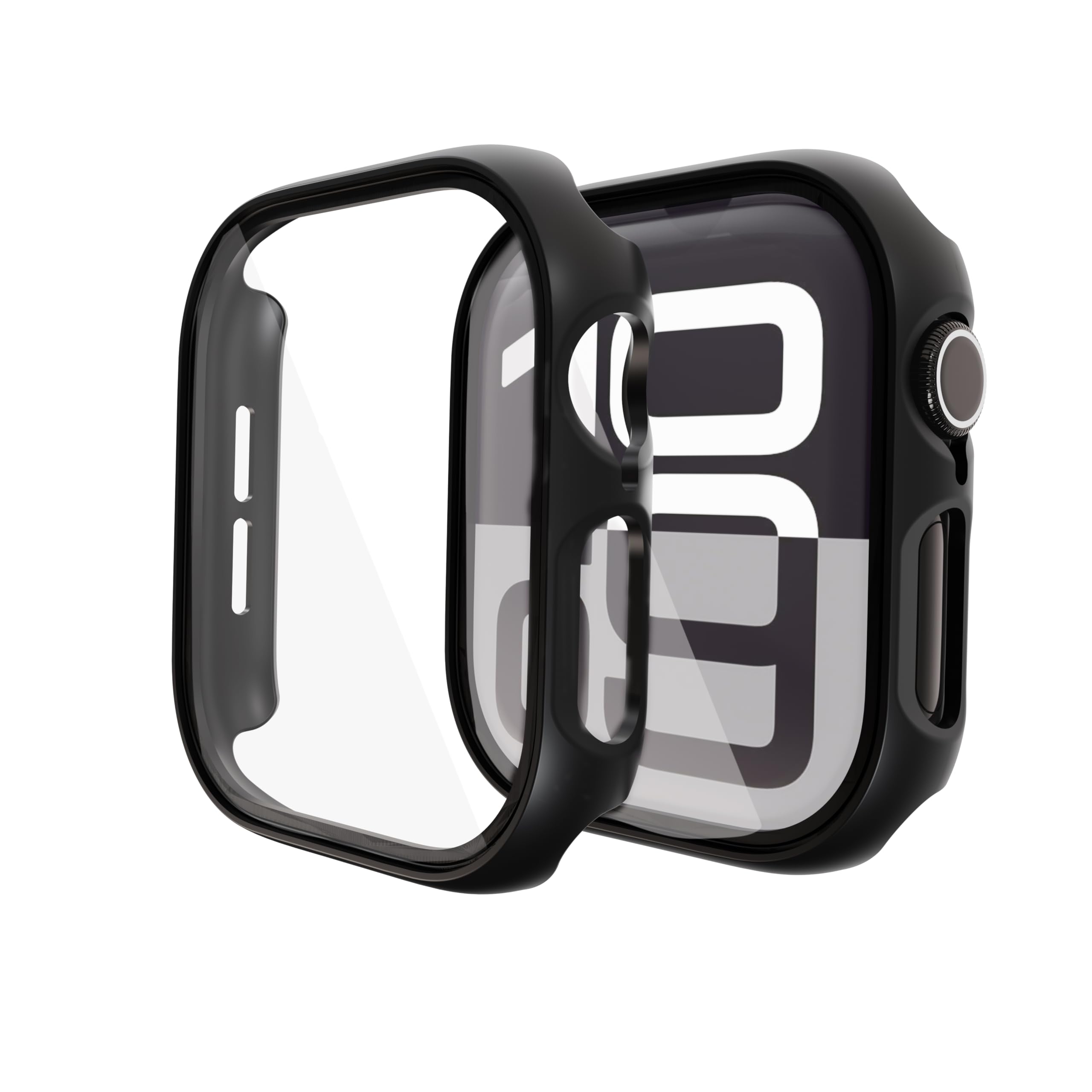 DULIPING 2 Pack Case for Apple Watch Series 11/10 46mm with Built-in Tempered Glass Screen Protector, Overall Full Protective Bumper PC Cover for Apple Watch 11/10 (Black, 46mm)