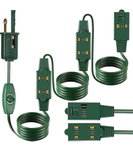 PLUGTUL Paquete De 2 Cables De Extensión Para Exteriores De 10 Pies, Impermeables, 16/3, Color Verde, Resistente, 3 Puntas, 13 A, 1625 W, SJTW, Certificación ETL, Ideal Para Jardín Y Hogar