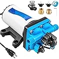 115V Electric Water Pressure Booster Pump, 5.5GPM 55 PSI RV Fresh Electric Water Diaphragm Pumps, include Garden Hose Adapters for RV, Marine, Yacht