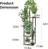 Bamworld 5 Tier Plant Stand Indoor Outdoor Wood Rack Boho Living Room Garden view 6