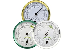 Toyvian 3Pcs Aluminum Analog Thermohygrometer Outdoor Temperature and Humidity Meter for Patio and Indoor
