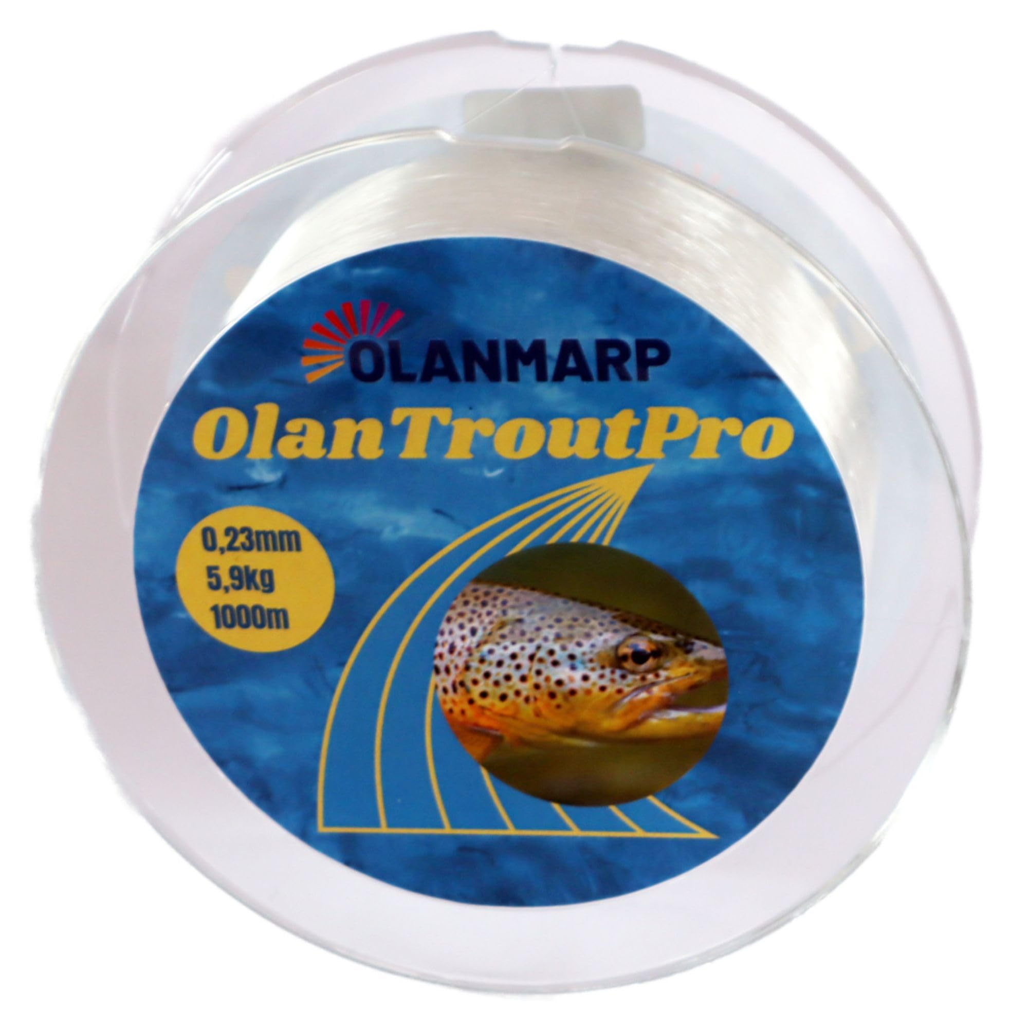 Olanmarp Monofilament Target Fish Line 1000 m - Nylon Fishing Line for Trout + Carp - Craft Line - Cord for Crafts (Trout 0.23 mm - 5.9 kg)