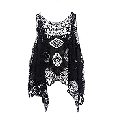 JASTIE Women Open Stitch Cardigan Boho Sleeveless Hippie Summer Hollow Out Solid Crochet Vest