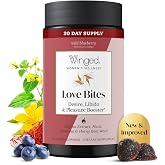 Winged Wellness Love Bites, Libido Support for Women, 60 Vegan Gummies | Libido &amp; Pleasure Booster - Natural Aphrodisiac Gummy Supplement with Maca for Energy, Desire &amp; Performance - Wild Blueberry