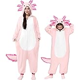 Spooktacular Creations Halloween Axolotl Costume, Kids Axolotl Costume, Zip-Up Hooded Jumpsuit for Halloween Cosplay Party