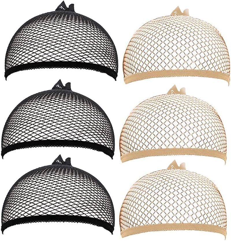 Bezavea 6pc Nylon Wig Cap Net Elastic Stretchy Mesh for Long Short Hair Men
