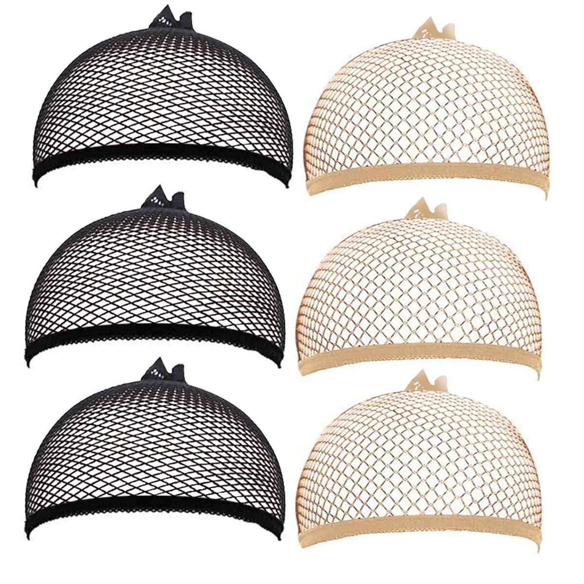 Jinlaili 6 Pack Wig Net Caps, Elastic Wig Caps, Mesh Wig Caps for Unisex, Wig Stocking Caps for Short or Length Hair, Open End Wig Caps for Daily False Hair Cosplay Makeup