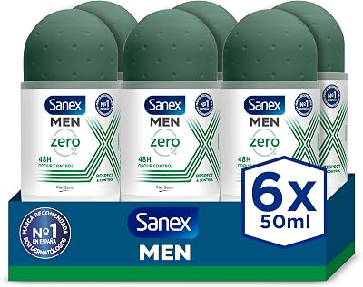 Zero% Respect & Control, Desodorante Roll-On, Pack 6x50ml