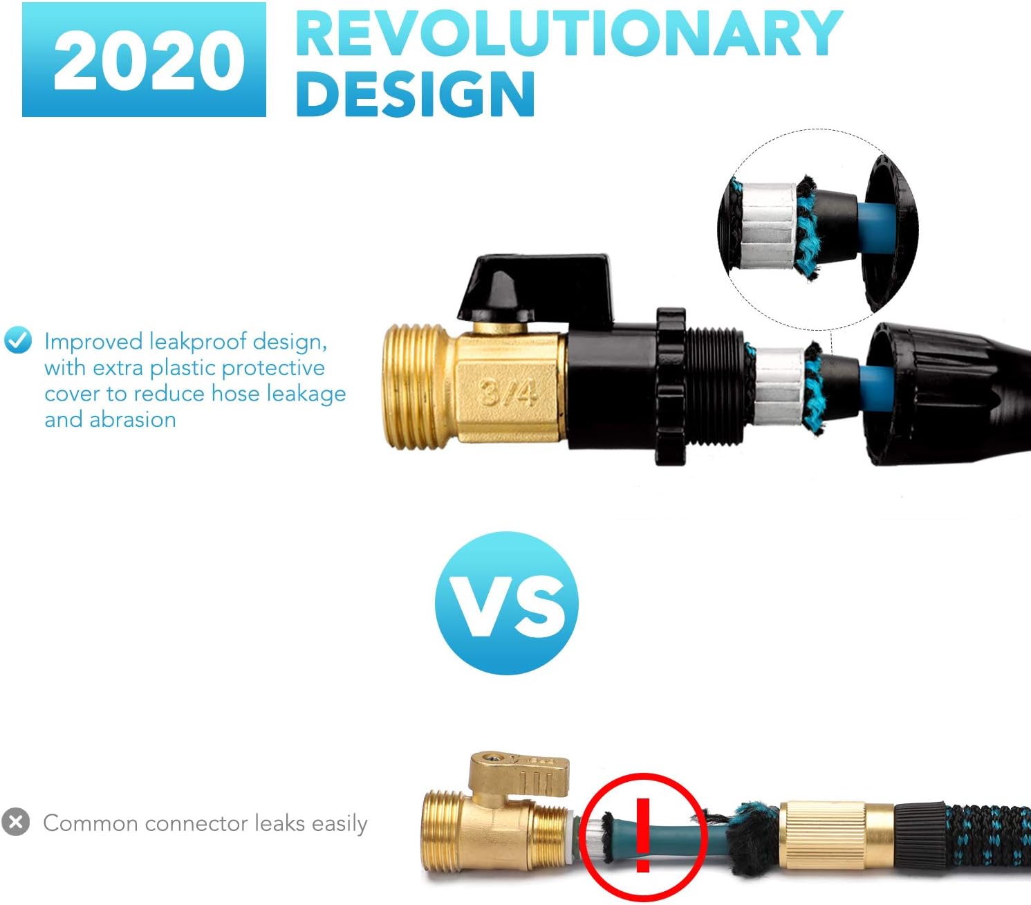 Delxo 2020 Upgrade 50FT Expandable Garden Hose Water Hose with 9-Function High-Pressure Spray Nozzle, Heavy Duty Flexible Hose, 3/4" Solid Brass Fittings Leakproof Design : Garden & Outdoor