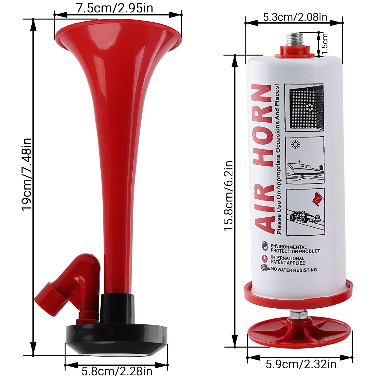Handheld Air Horn, Noise Makers for Sporting Events, Aluminum Super Loud Football Noise Maker Air Pump Sports And Marine Signal Safety Alarm Horns for Boating, Hiking, Sports Events, Birthday Parties