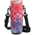 RICHEN Neoprene Water Bottle Carrier Bag with Adjustable Shoulder Strap,Insulated Water Bottle Cover for Stainless Steel/Glass/Plastic Bottles