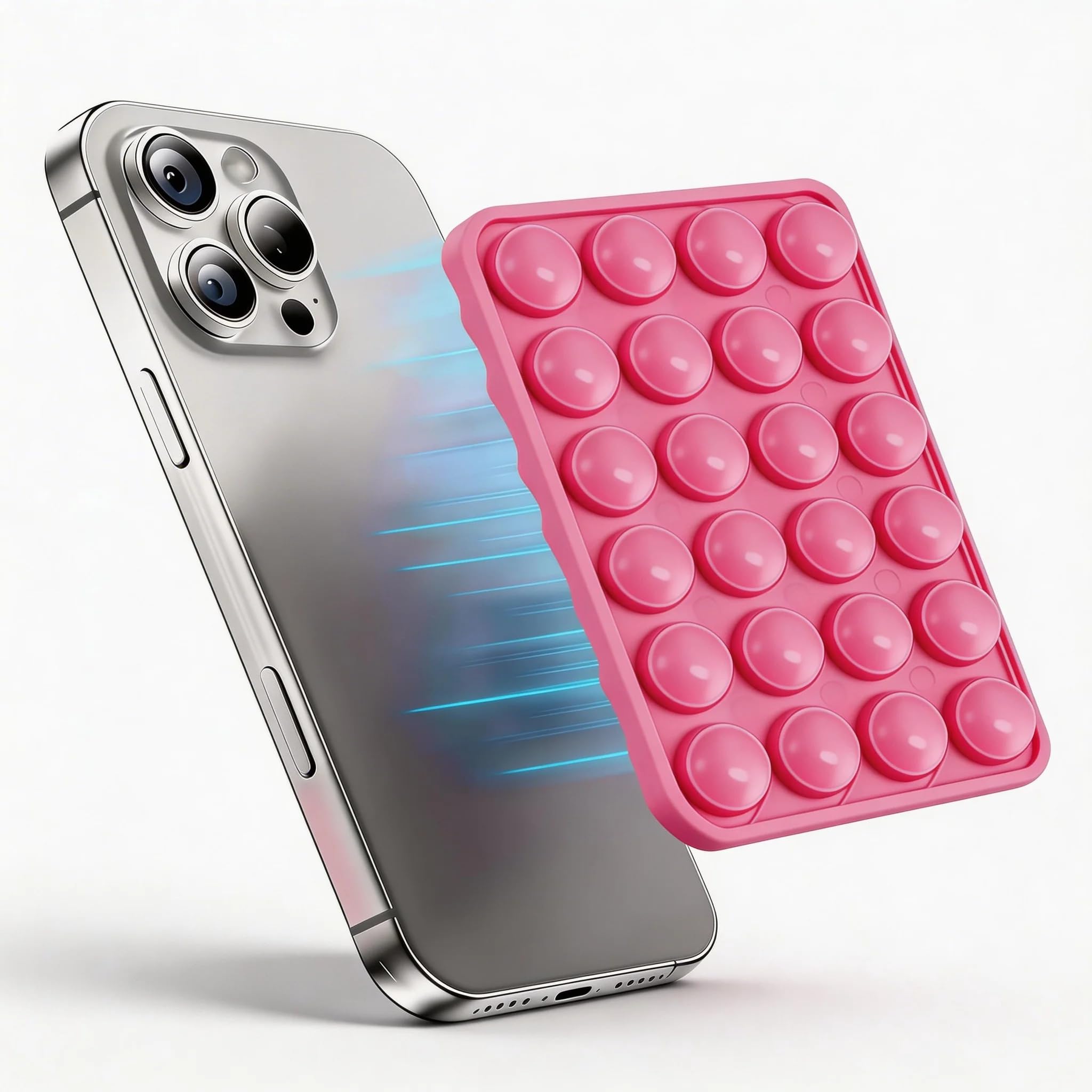 Pink octo budyy Silicone Suction Cup Phone Case Mount Double Sided, Sticky Phone Grip with Higher Suction Power for Cell Phone, Hands-Free Phone Accessories Holder for Selfies and Videos, Transparent