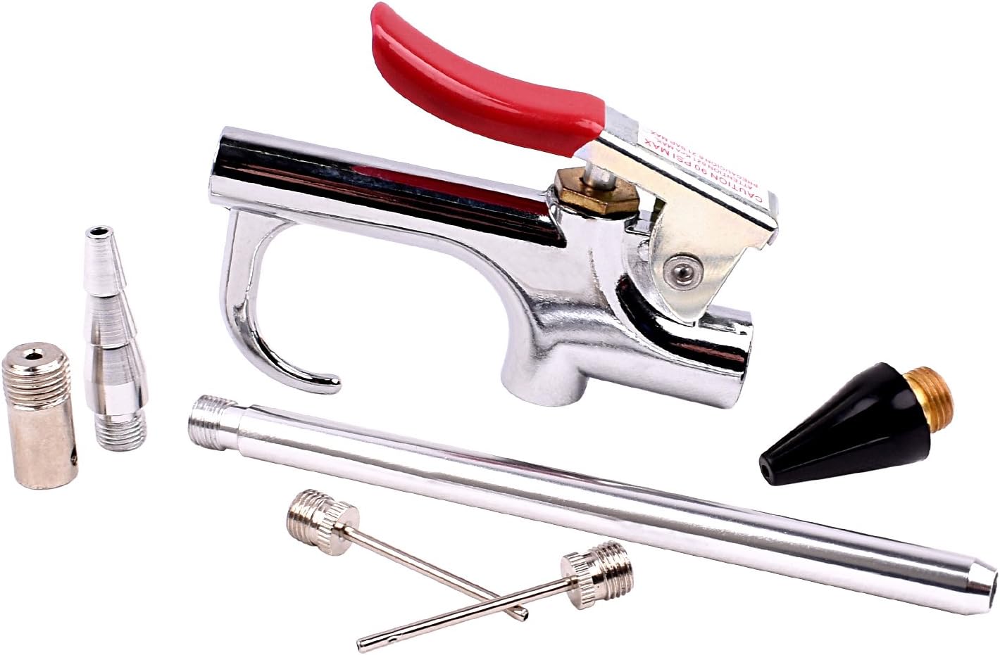WYNNsky Air Blow Gun Accessory Kit with 5 Interchangeable Nozzles - 7 Pieces Air Compressor Tools Kit - - 