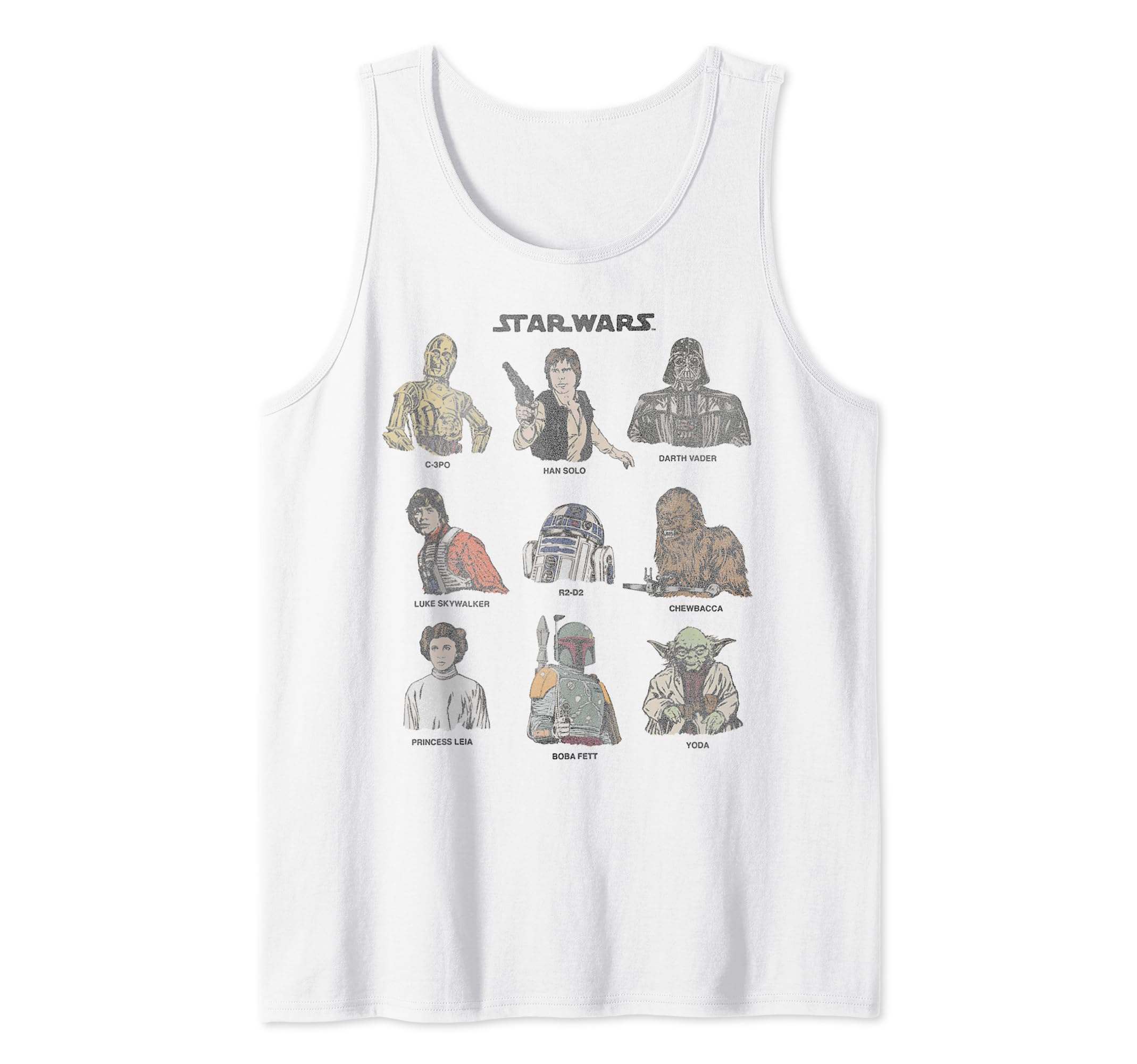 Star Wars Classic Retro Character Cast Cartoon Style Tank Top