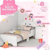 ZONEKIZ Rabbit-Themed Toddler Bed Frame for Kids 3-6 Years - White view 5