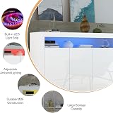 Panana High Gloss 3 Door Sideboard with LED Lights White 51.18in view 3